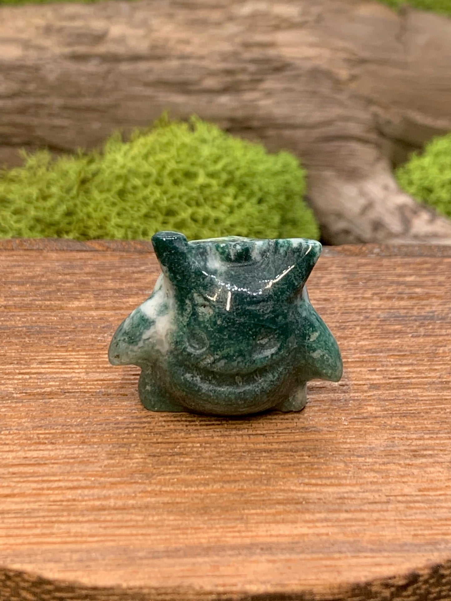 Moss Agate Gengar Carving